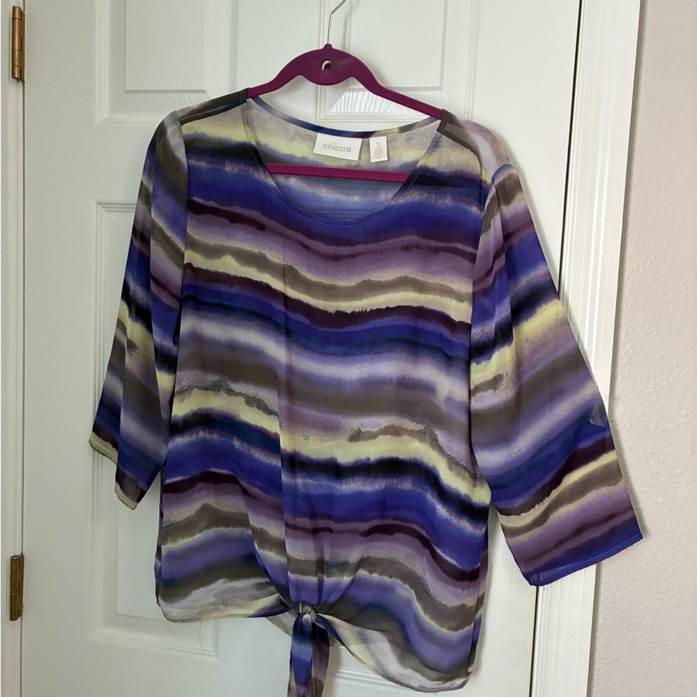 Chico’s Striped Purple and Blue Women's Top in size 2
